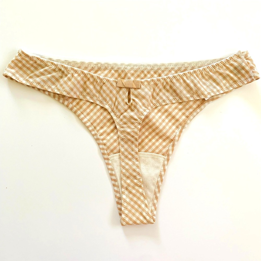 NWT Marie Jo L'Aventure Tomas Gingham Plaid Thong Panty Keyhole Metallic Small